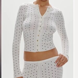 Frankies Bikinis White Polka Dot Cardigan